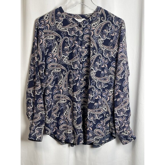 Splendid Alessandra Button Down Paisley Silk Shirt Sz M New - Picture 2 of 9